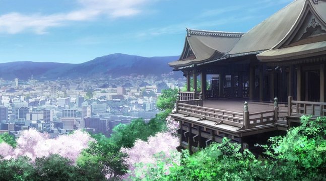 Temple overlooking Kyoto cityscape